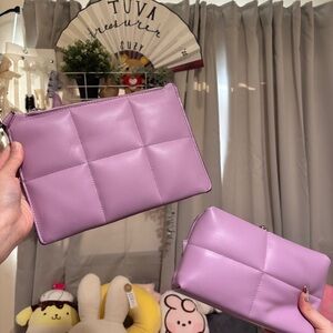 Purple Quilted Clutch Bag Bundle